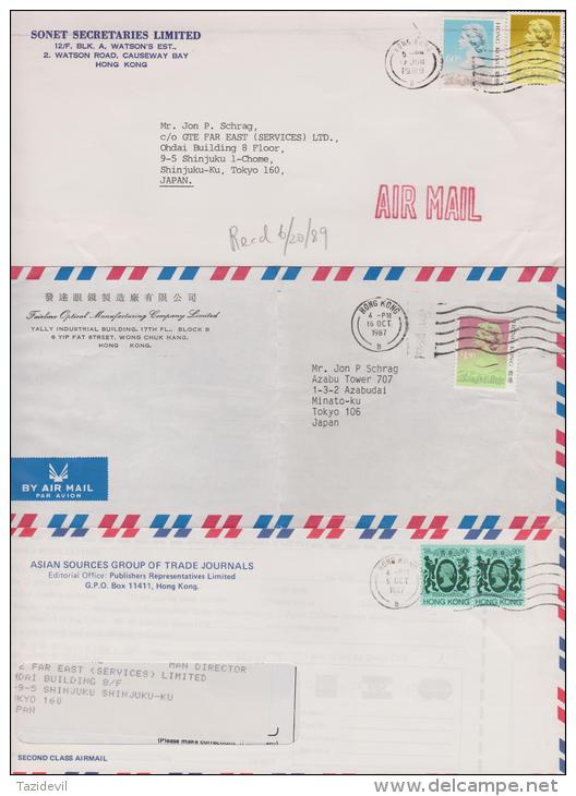 HONG KONG - Clearance Bundle Of 1980s Airmail Covers, Mainly To Japan, One Registered To USA. Good Lot - Interi Postali