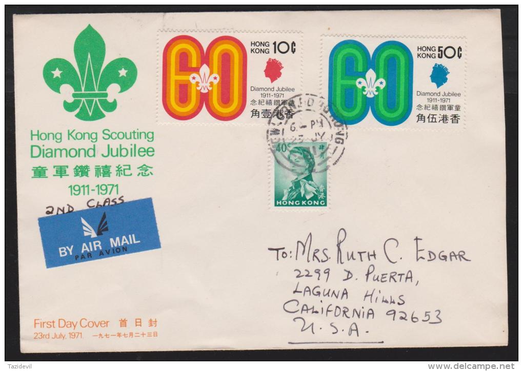 HONG KONG - 1971 Scouting Airmail First Day Cover. Addressed To USA - Postal Stationery