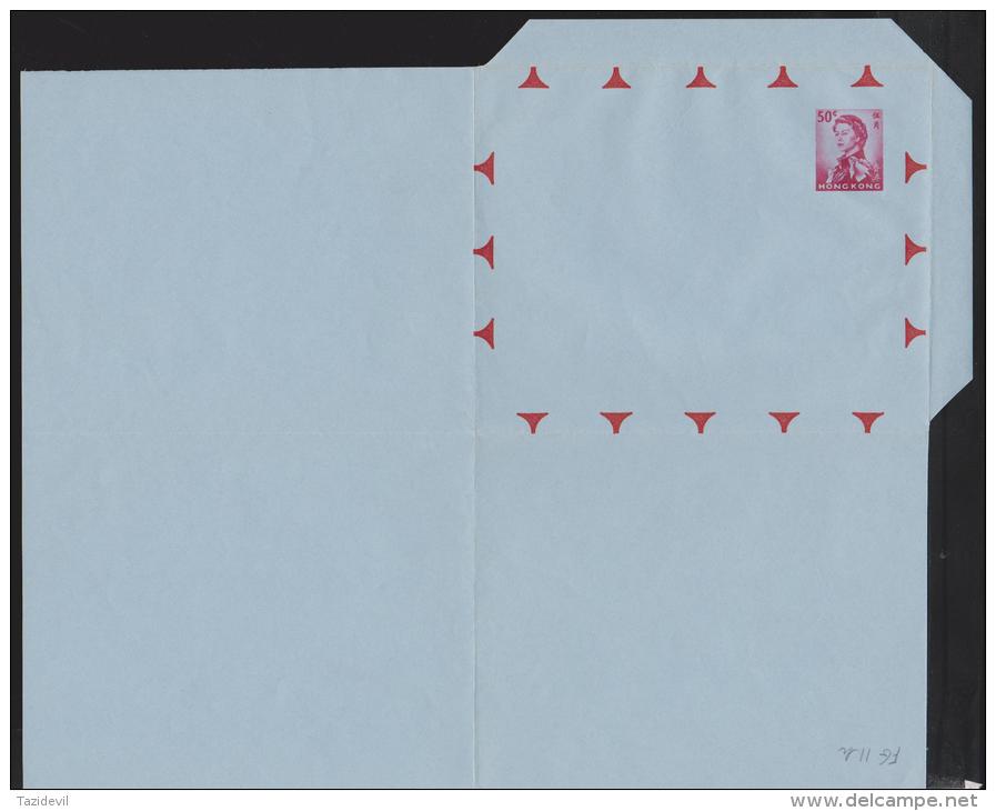 HONG KONG -  1963 QE II 50c  Aerogramme/Air Letter. No 11. ERROR!!!  Blue Missing. Superb Item. Folded - Postal Stationery