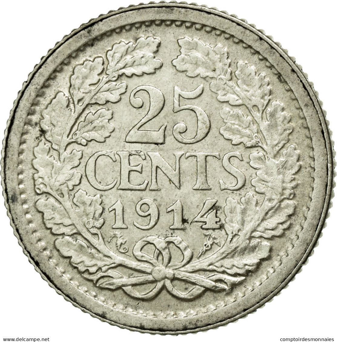 Monnaie, Pays-Bas, Wilhelmina I, 25 Cents, 1914, SUP, Argent, KM:146 - 25 Centavos