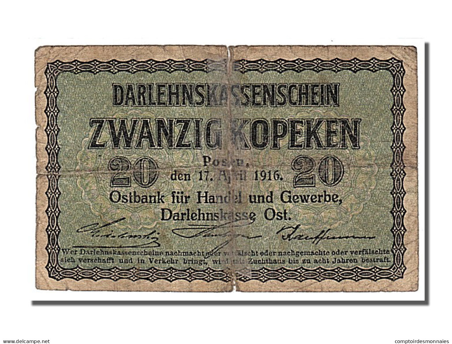 Billet, Allemagne, 20 Kopeken, 1916, B - Altri & Non Classificati