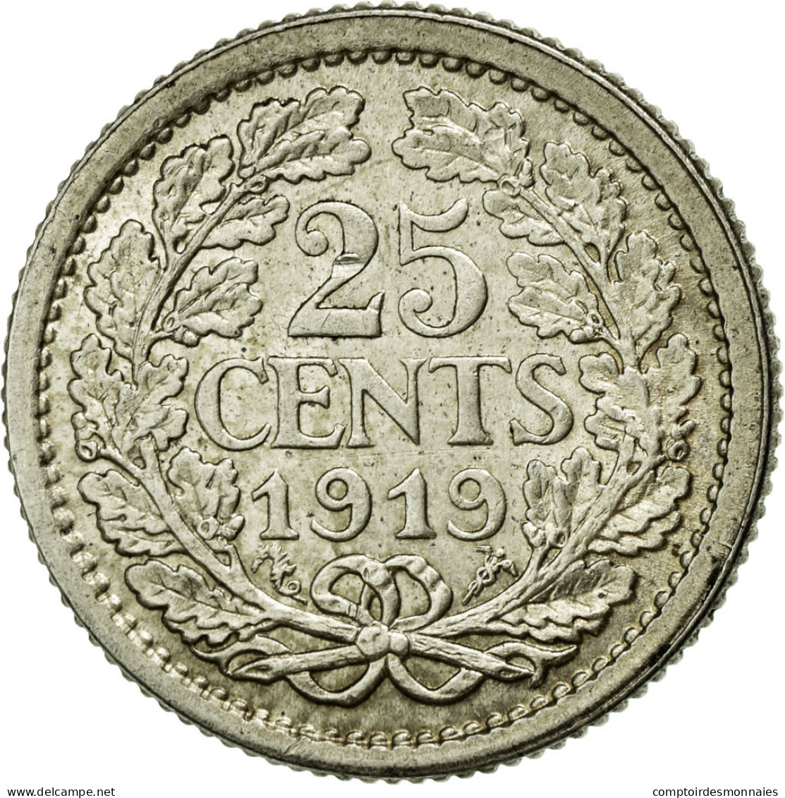 Monnaie, Pays-Bas, Wilhelmina I, 25 Cents, 1919, SUP, Argent, KM:146 - 25 Centavos