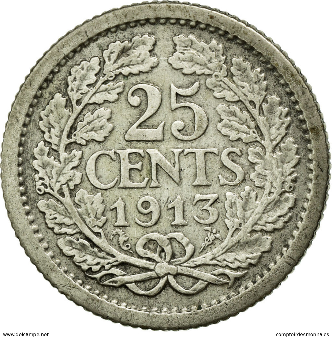 Monnaie, Pays-Bas, Wilhelmina I, 25 Cents, 1913, TTB, Argent, KM:146 - 25 Centavos