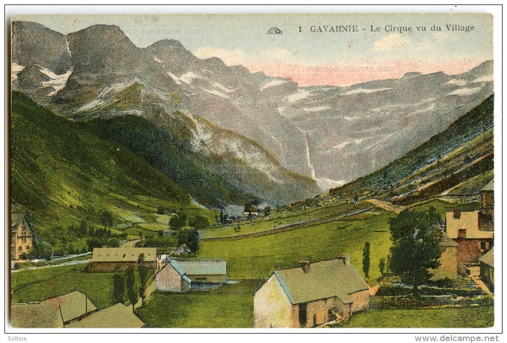 GAVARNIE - Le Cirque Vu Du Village - Colorisée Non écrite - 2 Scans - Gavarnie