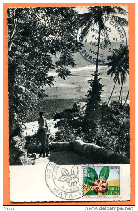 1958 - ILES WALLIS - FUTUNA. Posted FDC Stamp Flower. Jour Emission - Wallis Et Futuna