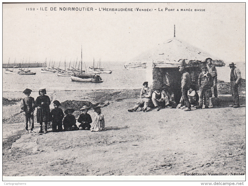 REPRINT Ile De Noirmoutier L`Herbaudiere Le Port A Maree Basse - Ile De Noirmoutier