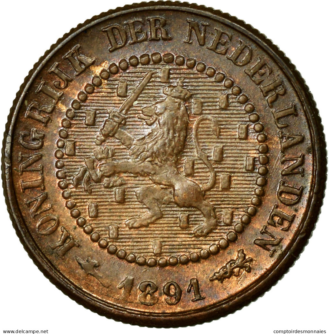 Monnaie, Pays-Bas, Wilhelmina I, 1/2 Cent, 1891, SUP, Bronze, KM:109.2 - 0.5 Cent