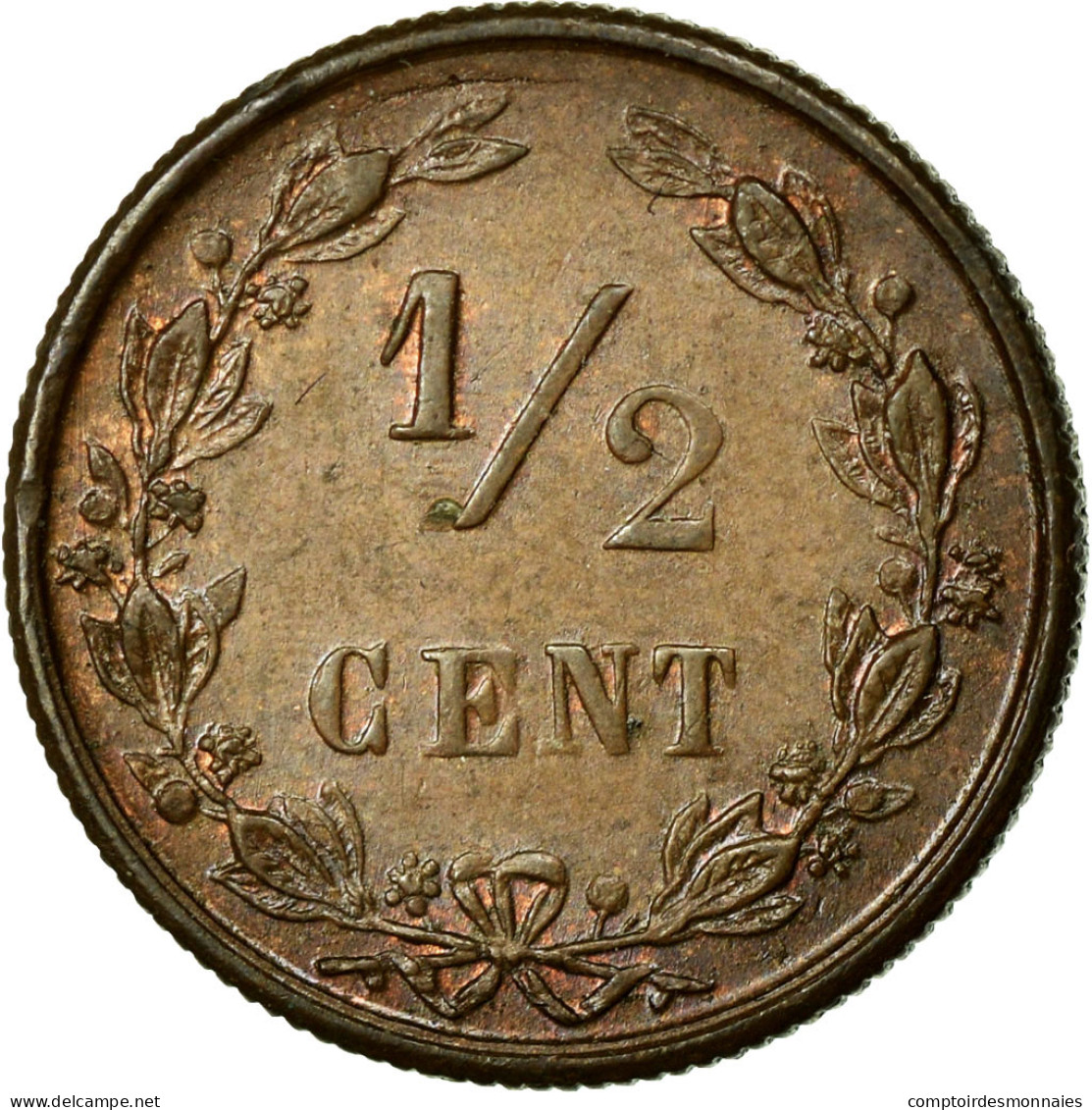 Monnaie, Pays-Bas, Wilhelmina I, 1/2 Cent, 1891, SUP, Bronze, KM:109.2 - 0.5 Centavos