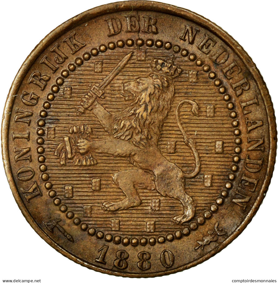 Monnaie, Pays-Bas, William III, Cent, 1880, SUP, Bronze, KM:107.1 - 1849-1890 : Willem III