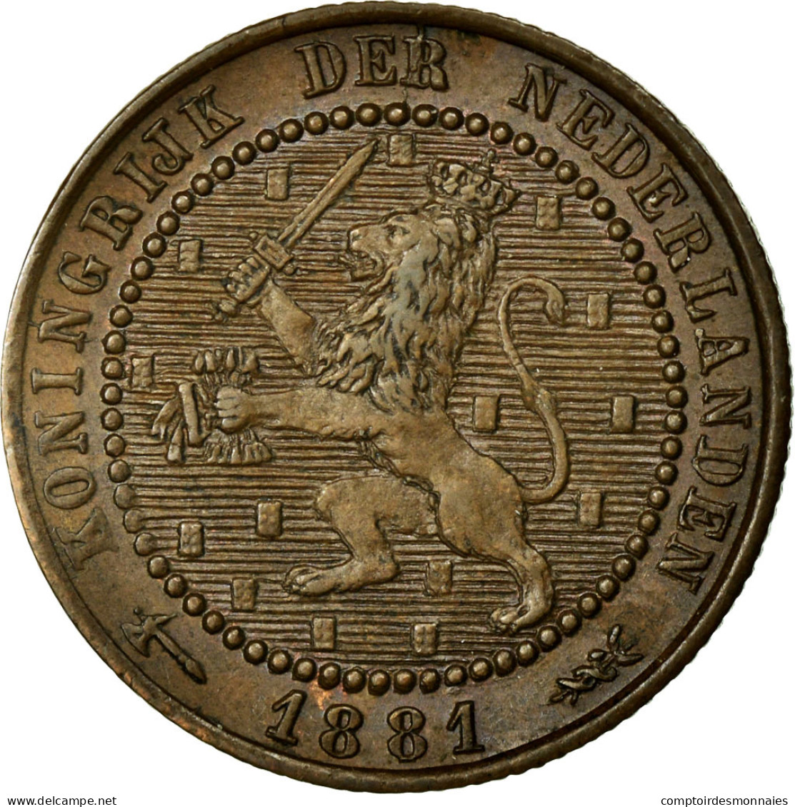 Monnaie, Pays-Bas, William III, Cent, 1881, SUP, Bronze, KM:107.1 - 1849-1890 : Willem III