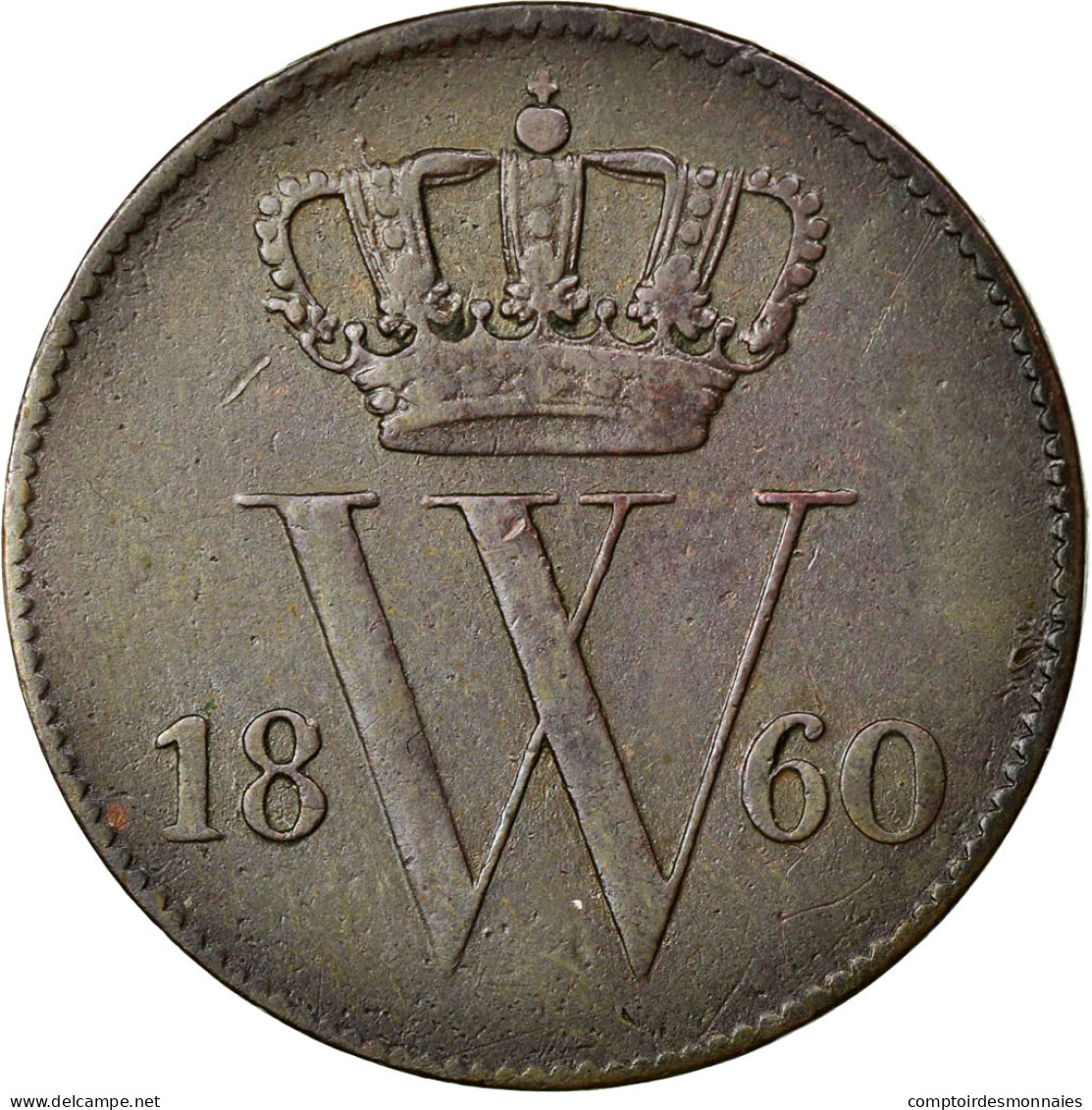 Monnaie, Pays-Bas, William III, Cent, 1860, TTB, Cuivre, KM:100 - 1849-1890 : Willem III