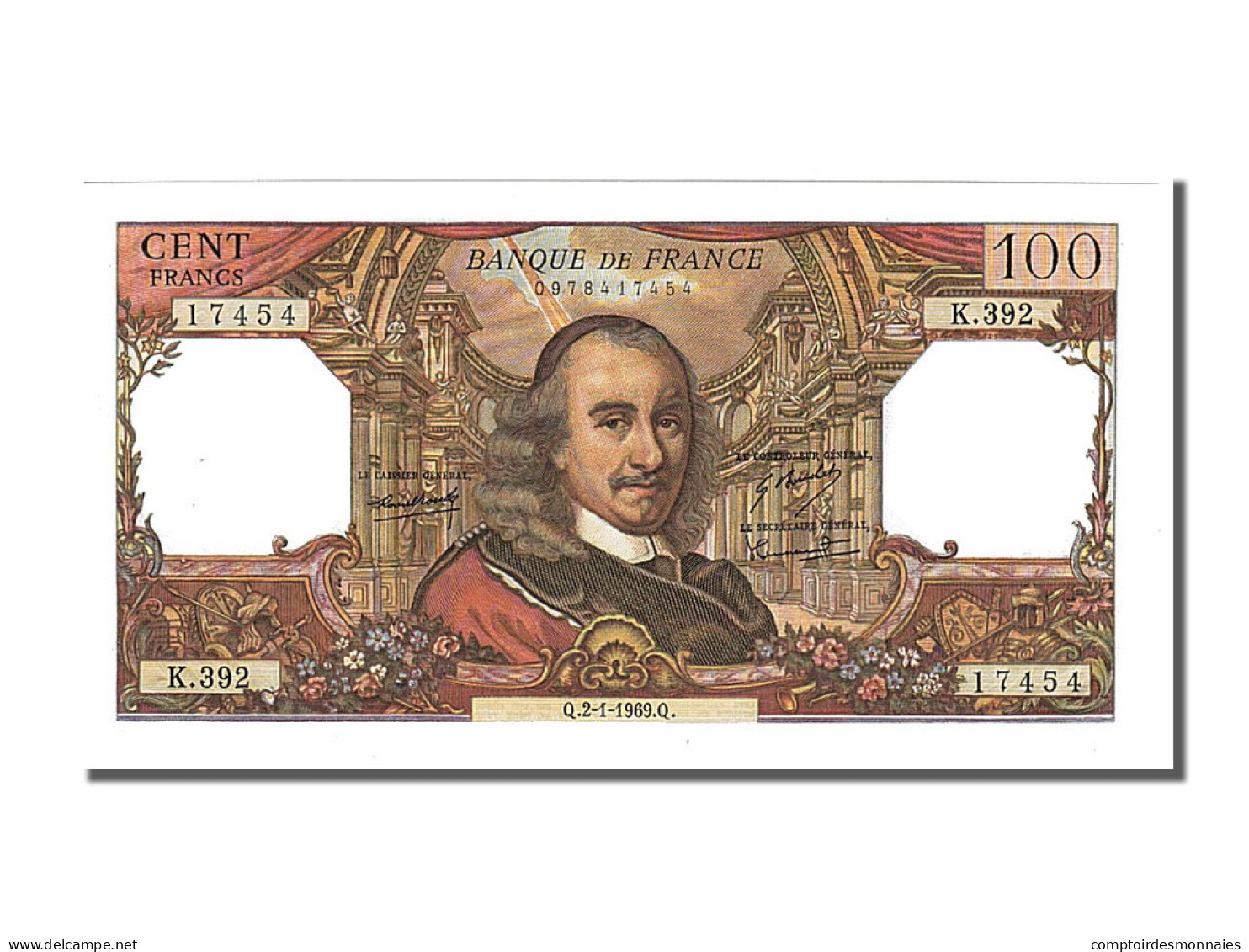 Billet, France, 100 Francs, 100 F 1964-1979 ''Corneille'', 1969, 1969-01-02 - 100 F 1964-1979 ''Corneille''