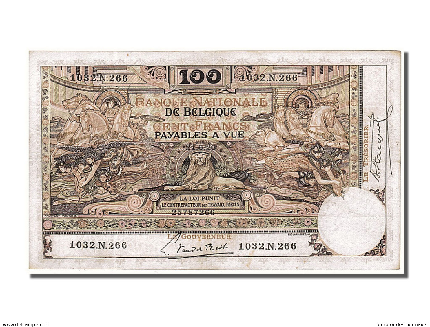 Billet, Belgique, 100 Francs, 1920, 1920-06-21, TTB - 100 Francs & 100 Francs-20 Belgas