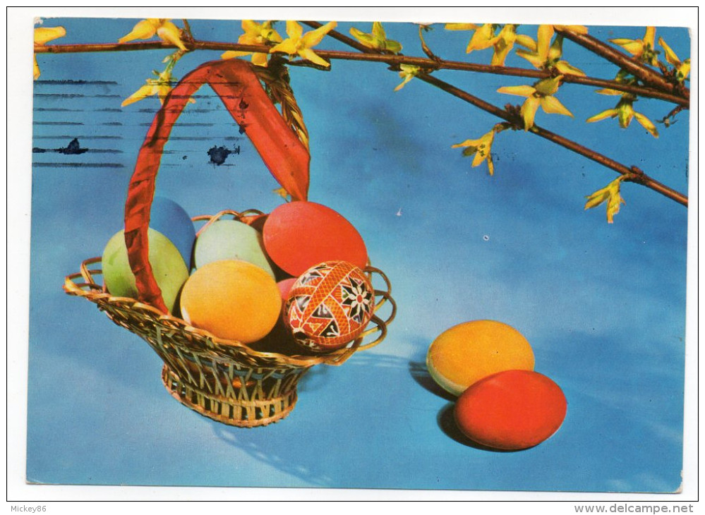 Joyeuses Pâques---Oeufs Décorés,fleurs Cpsm 15 X 10 Foto Vladimir Slajchrt--carte Glacée-timbre - Pâques