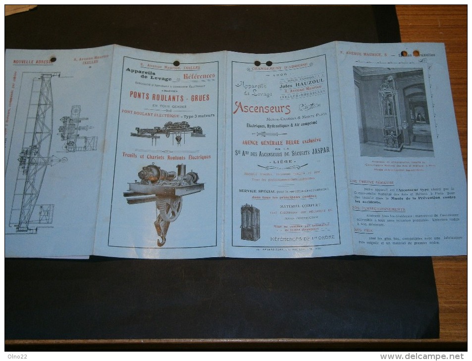 ASCENSEURS APPAREILS DE LEVAGE -Jules HANZOUL Bruxelles Et JASPAR Liège - 1908 - Publicités