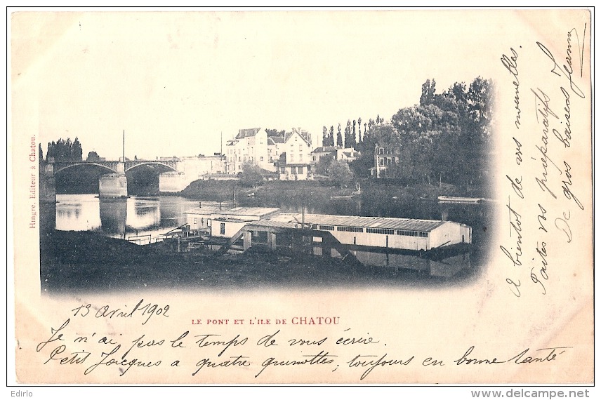 CHATOU  Le Pont Et L'île De CHATOU    Timbrée Précurseur  TTB Les Lavoirs - Chatou