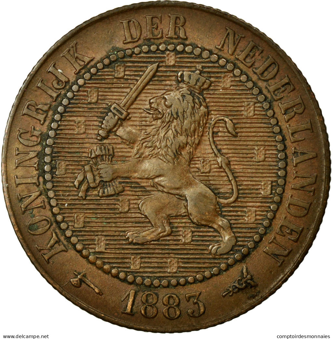 Monnaie, Pays-Bas, William III, 2-1/2 Cent, 1883, SUP, Bronze, KM:108.1 - 1849-1890 : Willem III