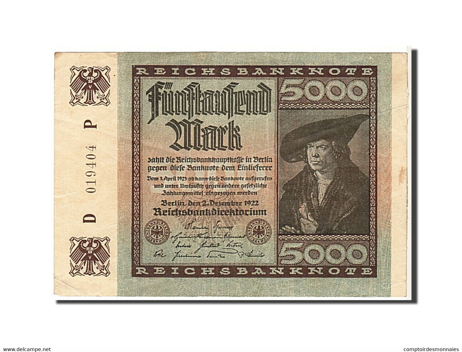 Billet, Allemagne, 5000 Mark, 1922, KM:81b, TTB+ - 5000 Mark
