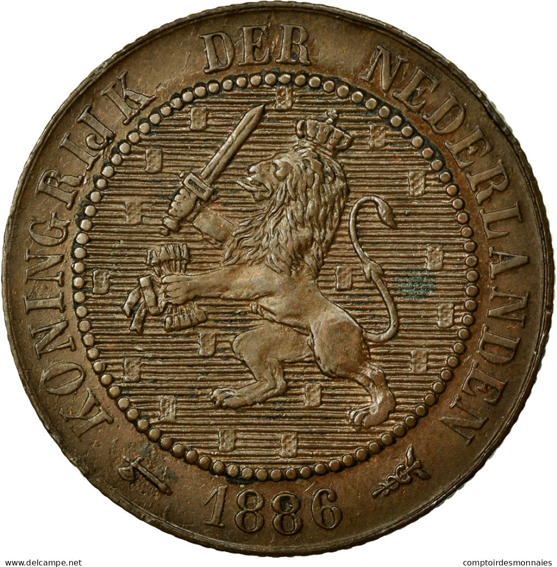 Monnaie, Pays-Bas, William III, 2-1/2 Cent, 1886, SUP, Bronze, KM:108.1 - 1849-1890 : Willem III