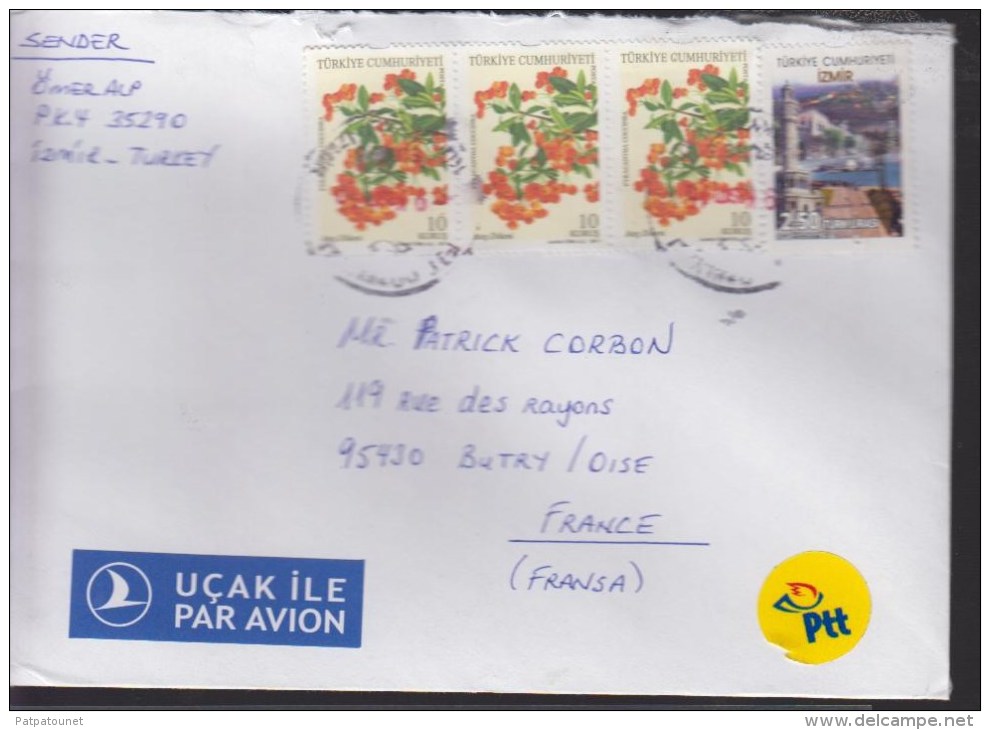 Turquie Lettre 4 Timbres Avec Fleur - Lettres & Documents