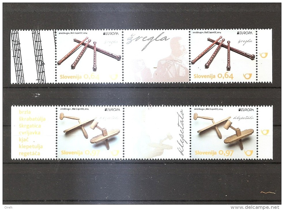 SLOVENIA 2014,EUROPA CEPT,MUSIC INSTRUMENTS,THE RATLE AND HALOZE FLUTE,,MNH - 2014