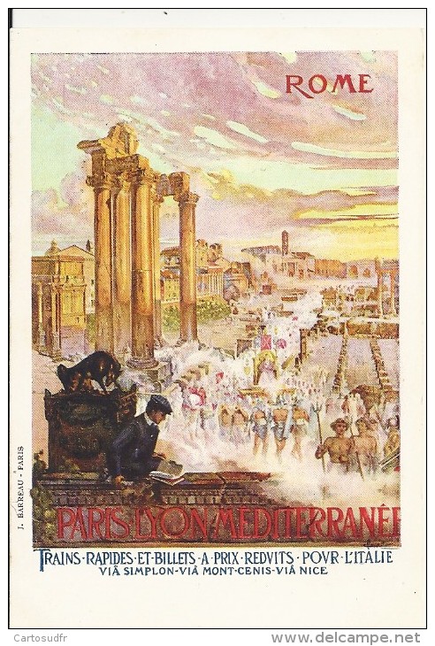 ITALIE LAZIO PARIS-ROME PUBLICITE CHEMINS DE FER P.L.M. RIVIERA CÔTE D´AZUR SUPERBE - Transportmiddelen