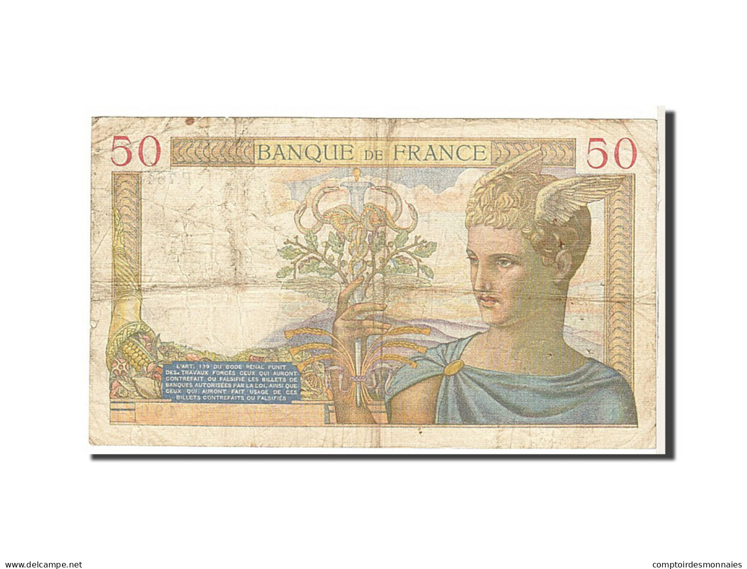 Billet, France, 50 Francs, 50 F 1934-1940 ''Cérès'', 1938, TB, Fayette:18.9 - 50 F 1934-1940 ''Cérès''
