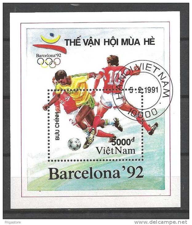 Football Vietnam 1992 Bloc Oblitéré - Other & Unclassified