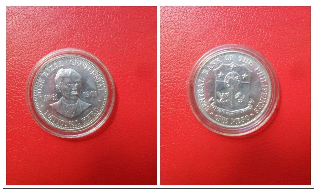 FILIPINAS 1 PESO PLATA  1961   JOSE RIZAL    26.79g EBC - Filipinas