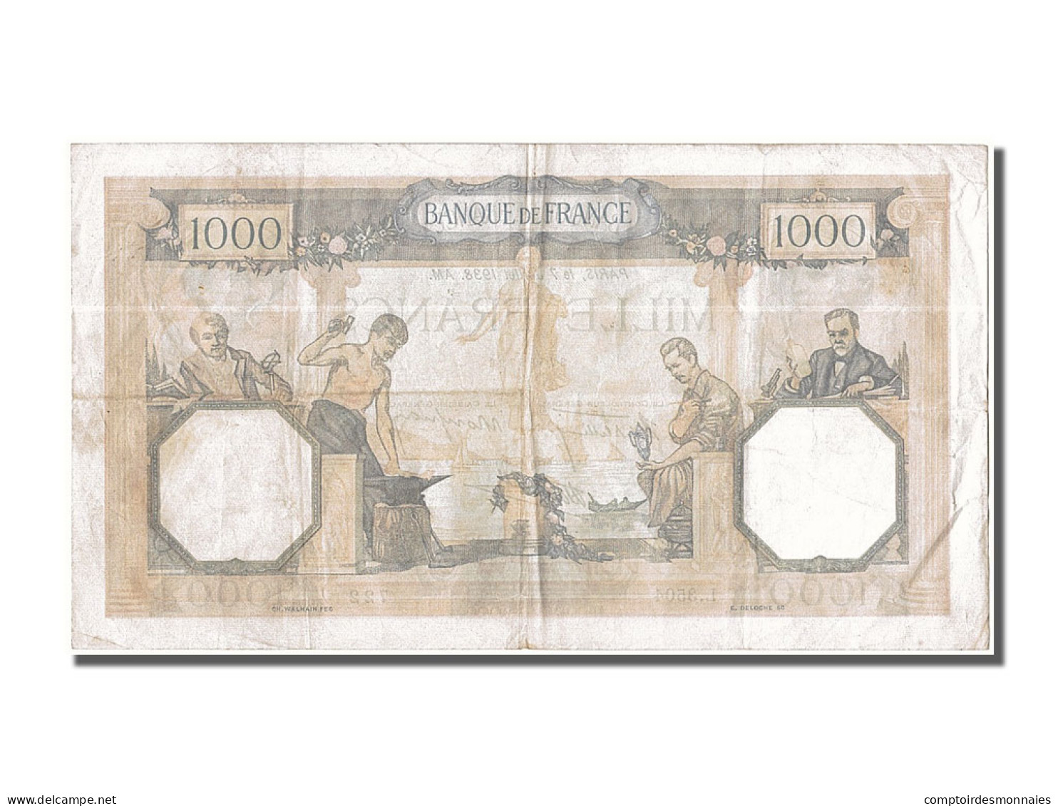 Billet, France, 500 Francs, 1 000 F 1927-1940 ''Cérès Et Mercure'', 1938 - 1 000 F 1927-1940 ''Cérès Et Mercure''