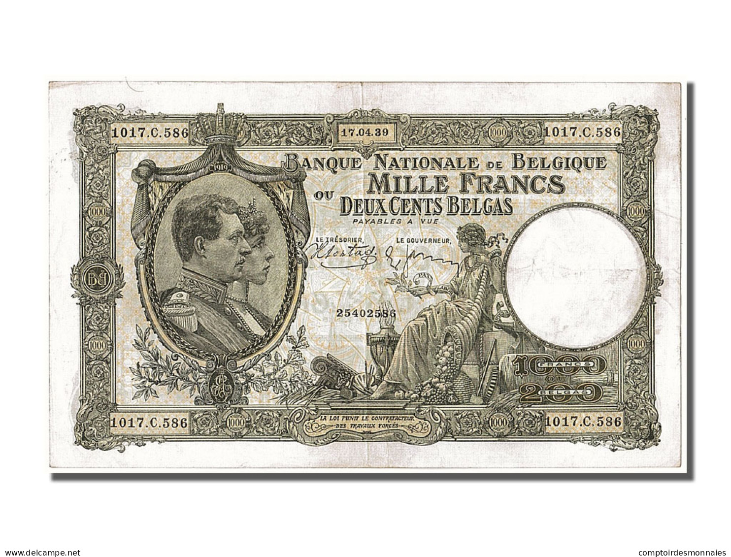 Billet, Belgique, 1000 Francs-200 Belgas, 1939, 1939-04-17, TTB - 1000 Francos & 1000 Francos-200 Belgas