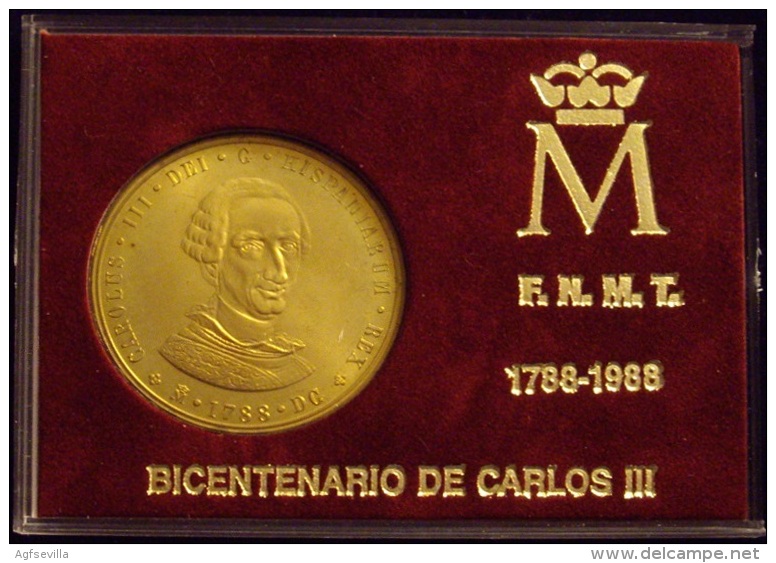 ESPAÑA. BICENTENARIO DE CARLOS III. SET DE 2 MEDALLAS, PLATA Y COBRE. 1.988. ESPAGNE. SPAIN - Monarquía/ Nobleza