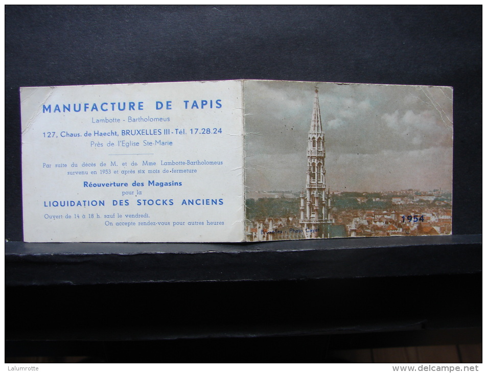 Calendrier. 1. Manufacture De Tapis Lambotte Bartholomeus. 1954. - Petit Format : 1941-60