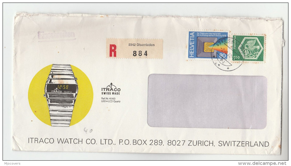 1978  SWITZERLAND COVER Illus ADVERT Illus ITRACO DIGITAL WATCH With ´ITRACO SAMBA SWISS MADE´ LABEL SEAL Clock Stamps - Covers & Documents