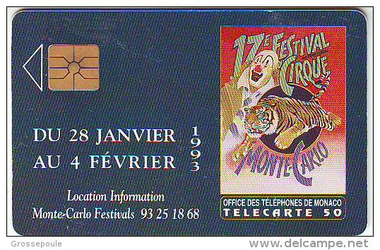 17 ème FESTIVAL DE MONTE CARLO 1993 - TELECARTE 50 U - Tirage 100 000 Ex - Le PRINCE RAINIER III - PIERRE SILVY - Monaco