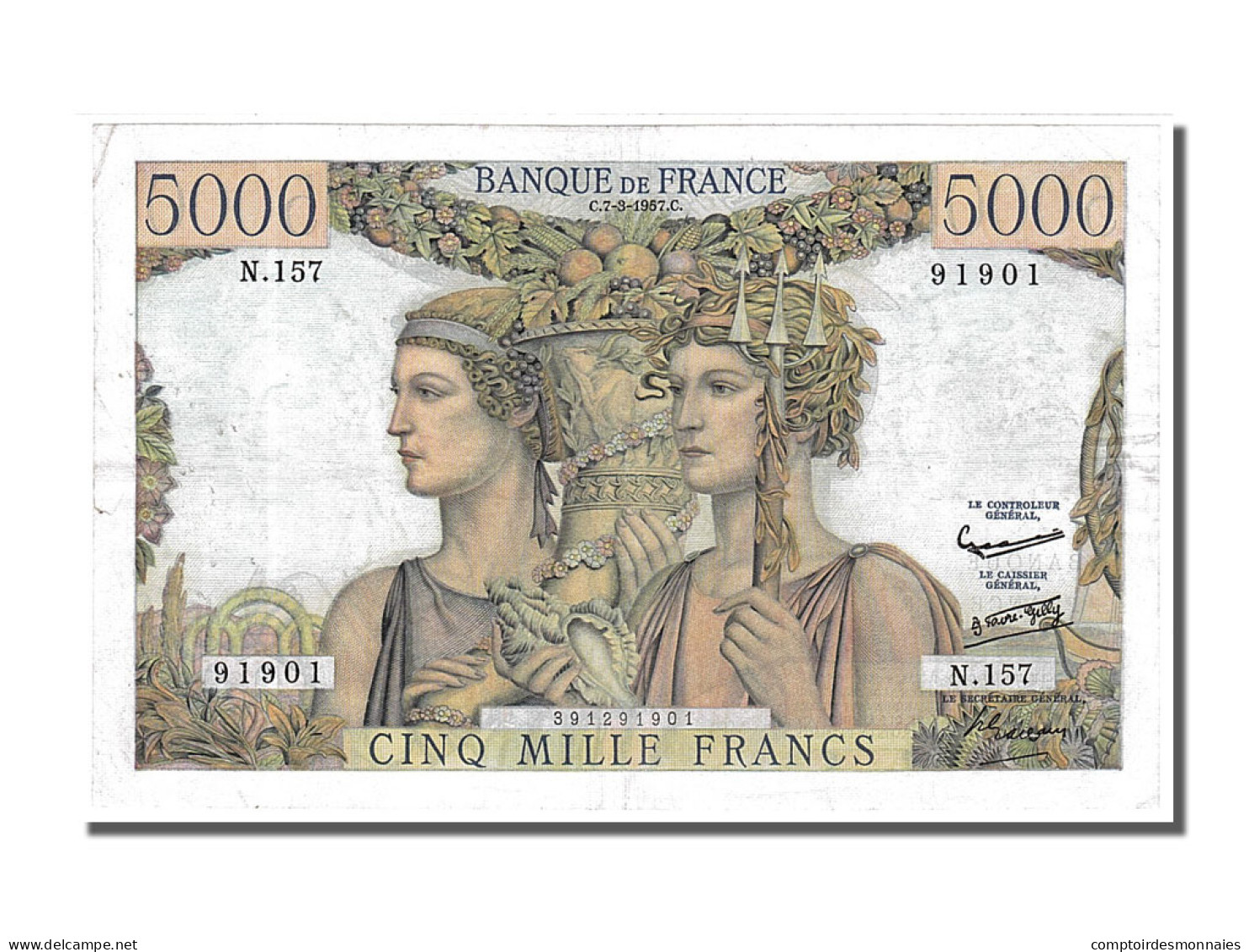 Billet, France, 5000 Francs, 5 000 F 1949-1957 ''Terre Et Mer'', 1957 - 5 000 F 1949-1957 ''Terre Et Mer''