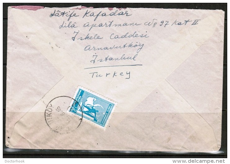 TURKEY  Scott # 939(2),941,RA50 On 1946 AIRMAIL COVER To USA (14/8/46) - Covers & Documents