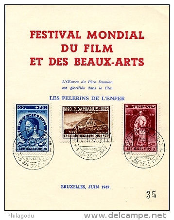 Festival Du Film Et Des Beaux-Arts, Père Damien, 728 / 730 Sur Carte Souvenir - Cinema