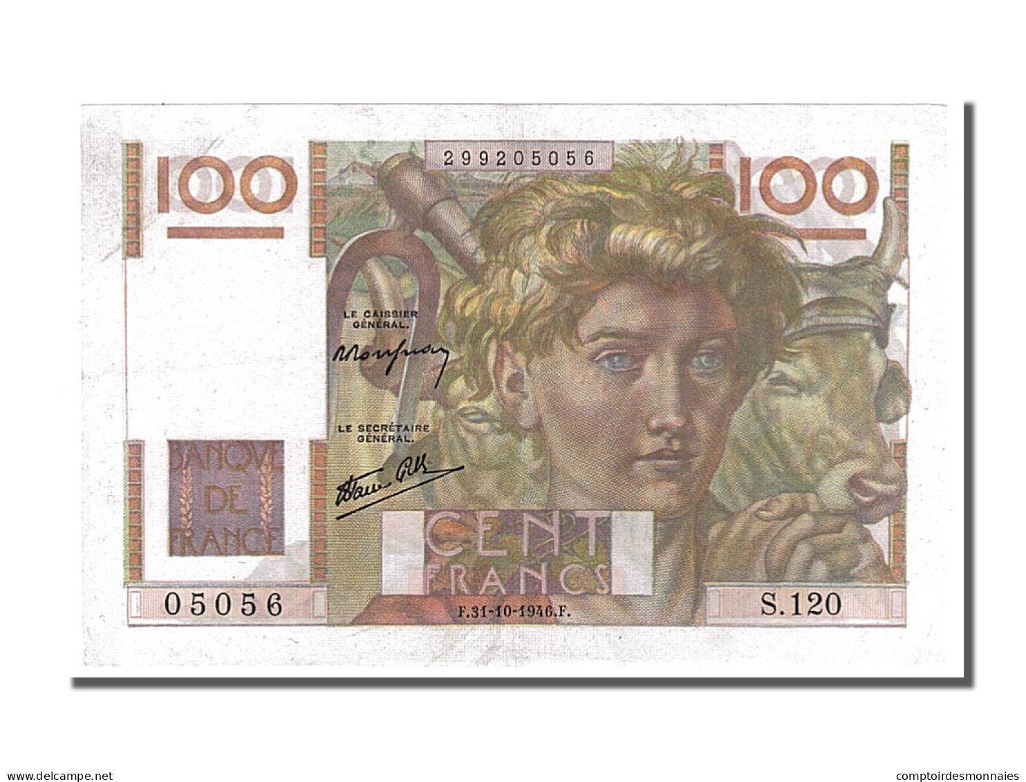 Billet, France, 100 Francs, 100 F 1945-1954 ''Jeune Paysan'', 1946, 1946-10-31 - 100 F 1945-1954 ''Jeune Paysan''