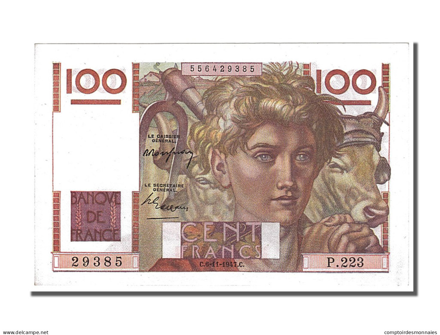 Billet, France, 100 Francs, 100 F 1945-1954 ''Jeune Paysan'', 1947, 1947-11-06 - 100 F 1945-1954 ''Jeune Paysan''