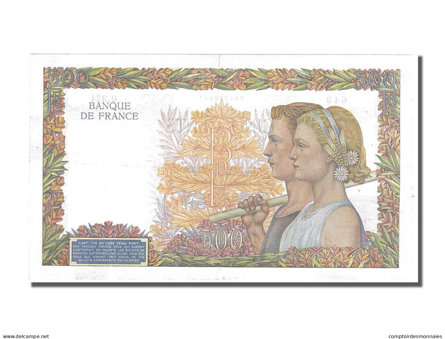 Billet, France, 500 Francs, 500 F 1940-1944 ''La Paix'', 1940, 1940-05-16, SUP - 500 F 1940-1944 ''La Paix''