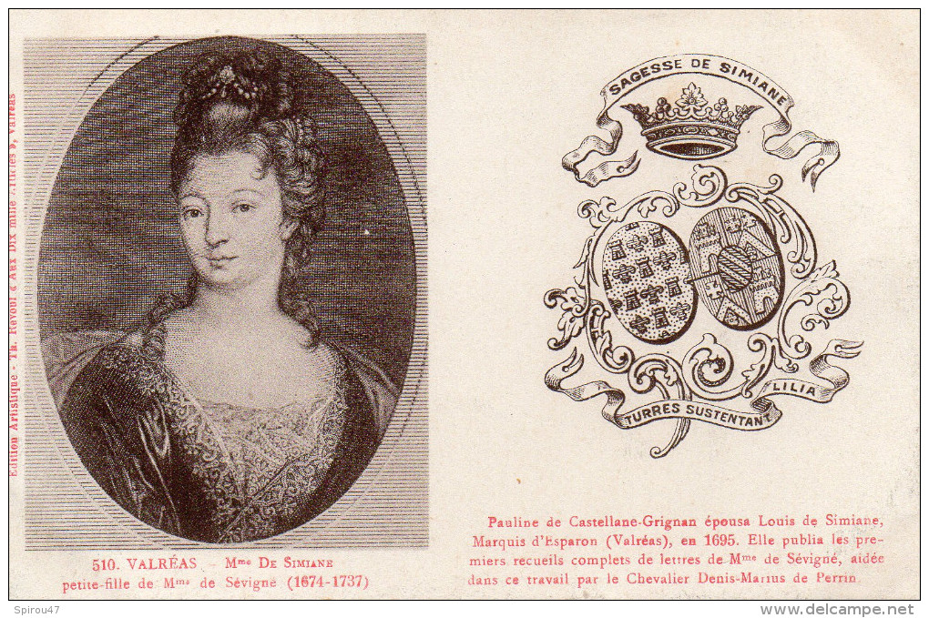 CPA VALREAS - MME DE SIMIANE - Historical Famous People