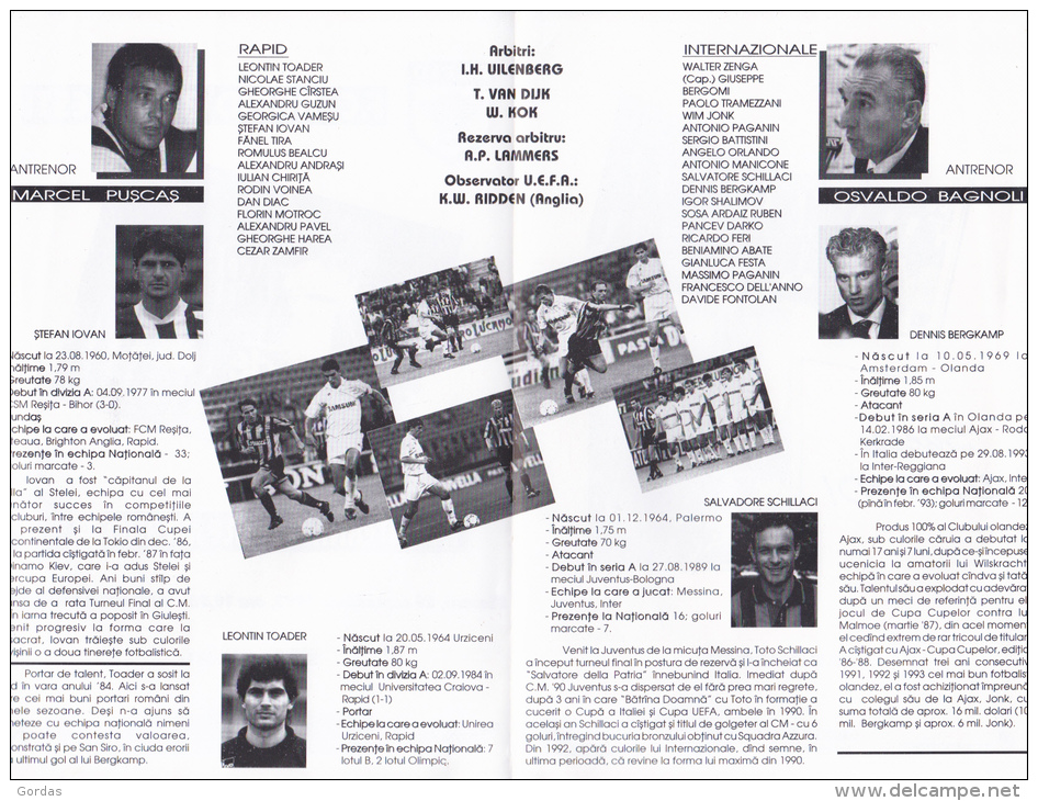 Romania - Rapid Bucuresti - Internazionale Milano - 1993 - Program - Bekleidung, Souvenirs Und Sonstige