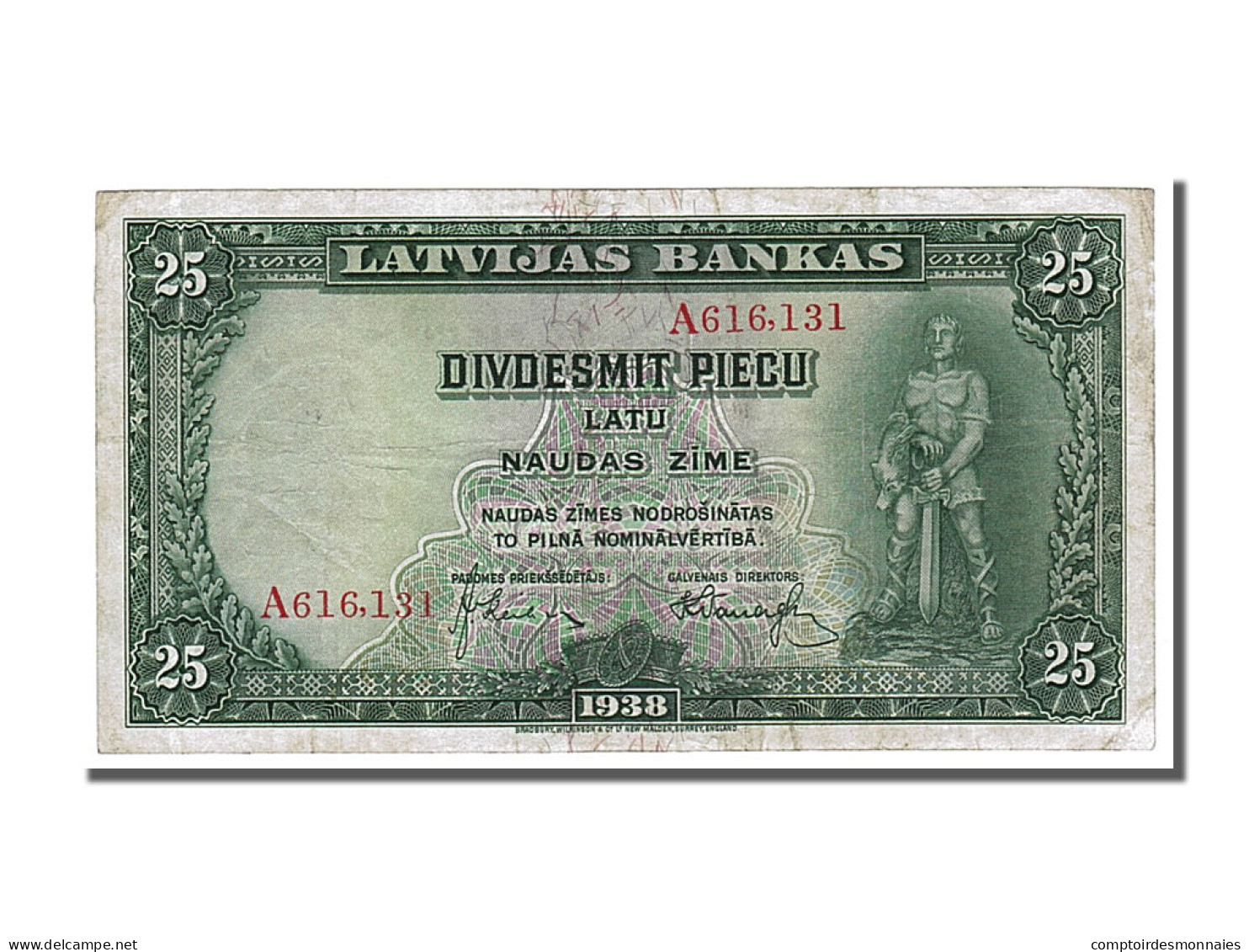 Billet, Latvia, 25 Latu, 1938, TTB - Lettland