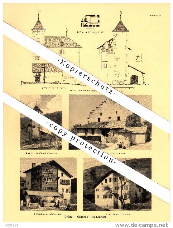 Photographien / Ansichten , 1935 , Grone , Granges , St. Léonard , Sierre / Siders , Prospekt , Architektur , Fotos !!! - Granges