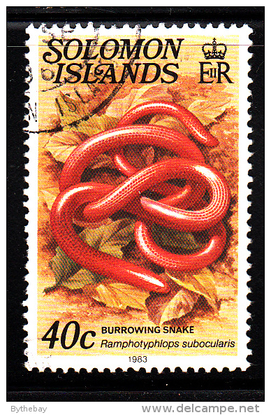 Solomon Islands Used Scott #408A 40c Burrowing Snake - Salomon (Iles 1978-...)