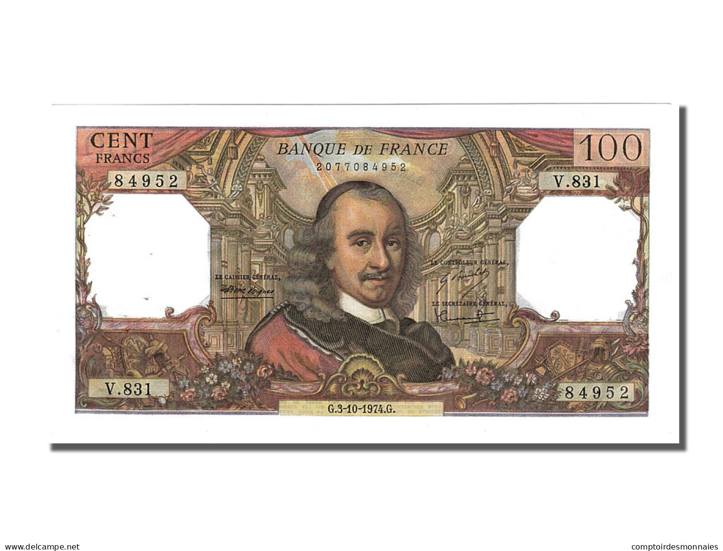 Billet, France, 100 Francs, 100 F 1964-1979 ''Corneille'', 1974, 1974-10-03 - 100 F 1964-1979 ''Corneille''