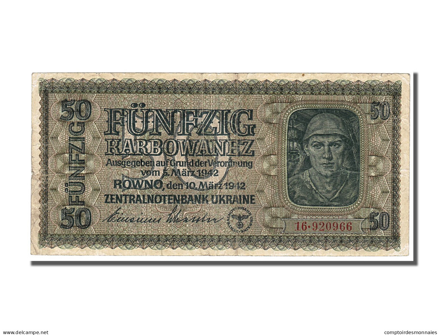 Billet, Ukraine, 50 Karbowanez, 1942, 1942-03-10, TTB - Ukraine