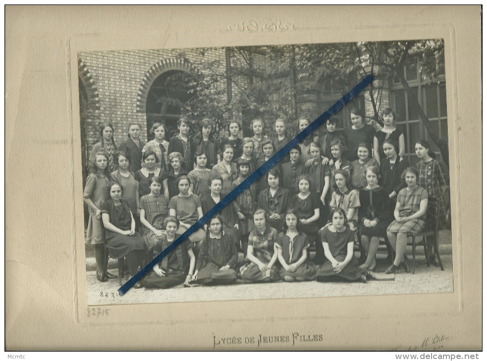 1 Photo D´école De Classe Collée Sur Carton - Lycée De Jeunes Fille - Lille 1925 - 1926 - 4 Scans - Andere & Zonder Classificatie