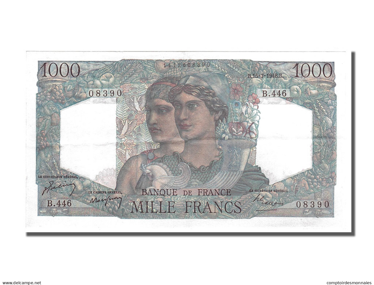 Billet, France, 1000 Francs, 1 000 F 1945-1950 ''Minerve Et Hercule'', 1948 - 1 000 F 1945-1950 ''Minerve Et Hercule''